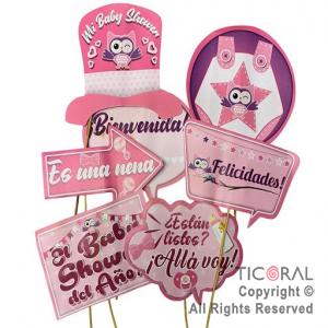 PHOTO PROPS BABY SHOWER ROSA X 7